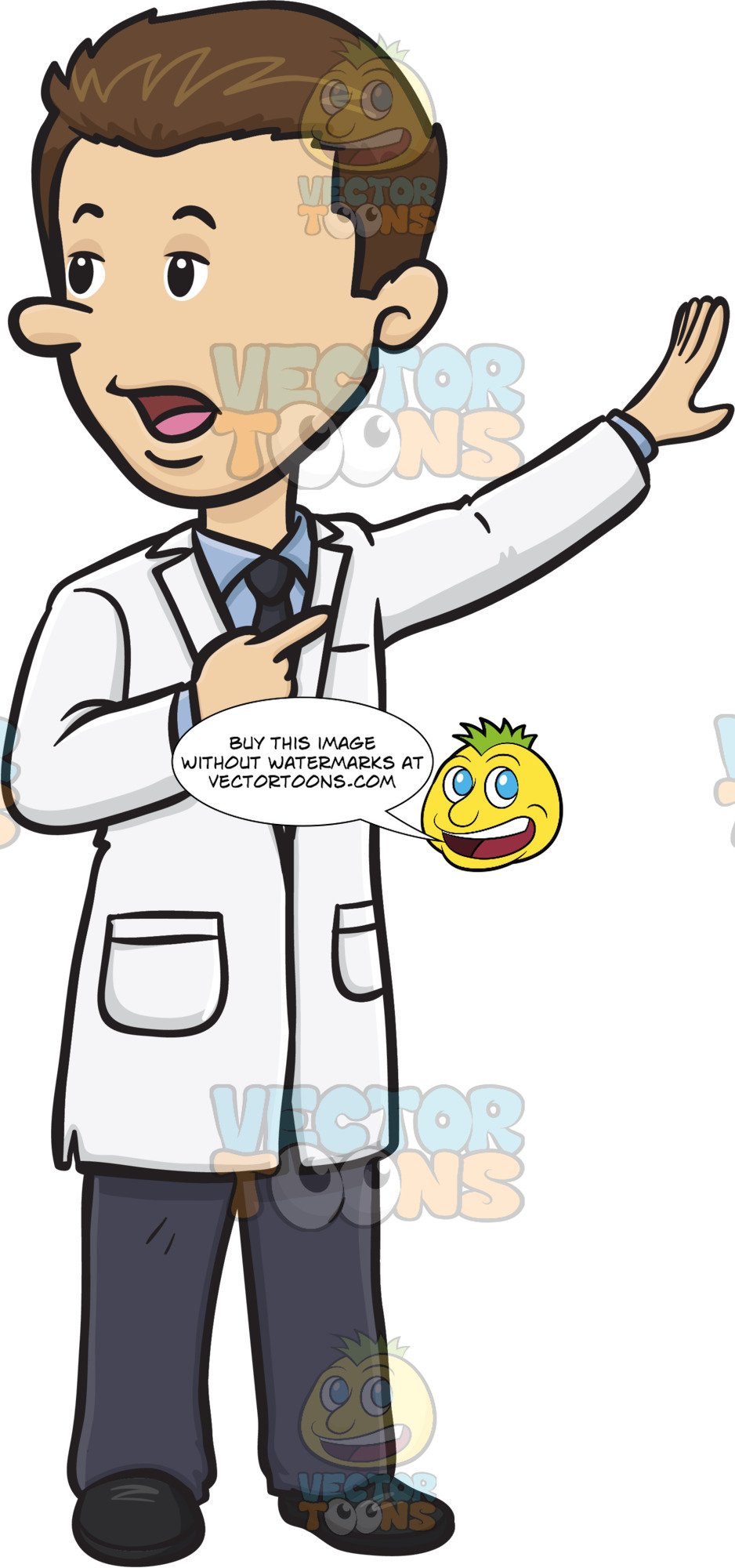 Male Doctor Talking To About What He Is Holding Up