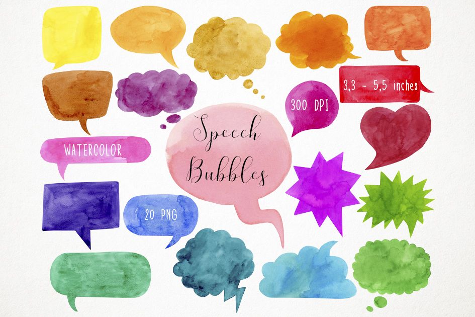Watercolor Speech Bubbles Clipart, Bubbles Talk