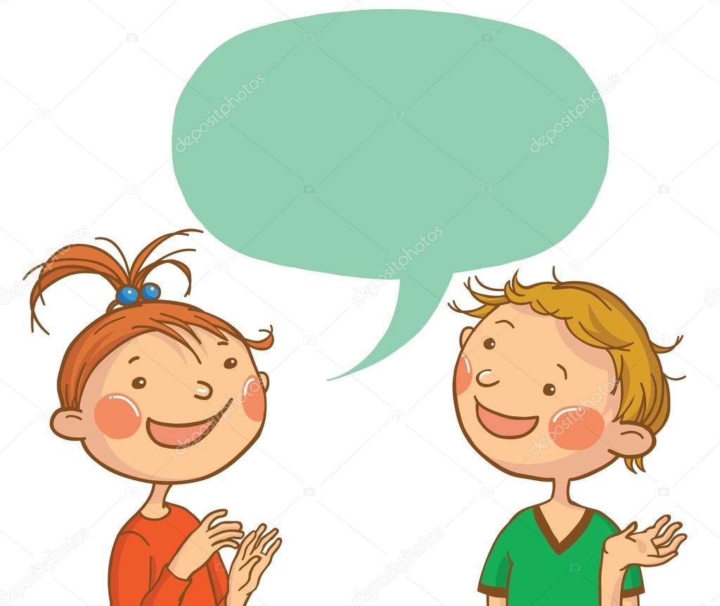 Two students talking clipart