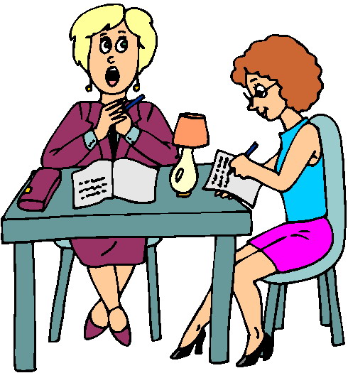 Free student talking to teacher clipart
