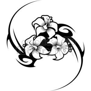 Hibiscus flower tattoo tribal design clipart