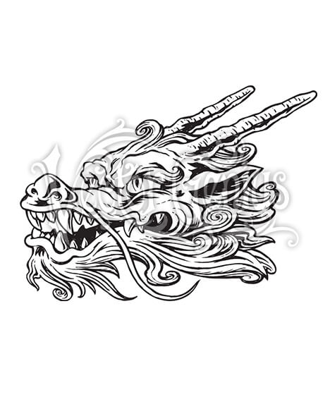 Hand Drawn Chinese Dragon Tattoo Clip Art