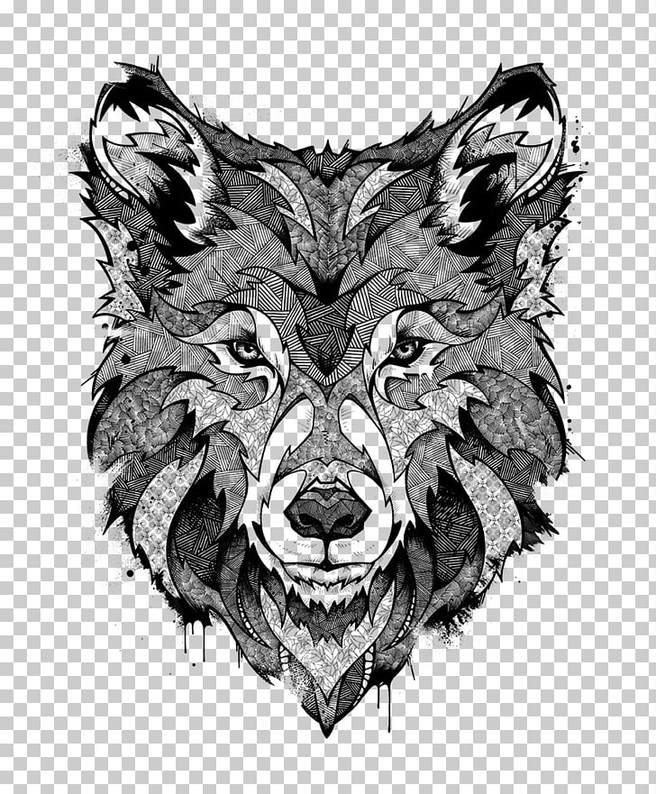 Gray wolf Tattoo Art Drawing, design PNG clipart