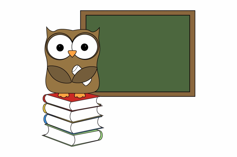 Owl With Books And Chalkboard Clip Art