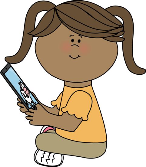 Cute kids with technology clipart
