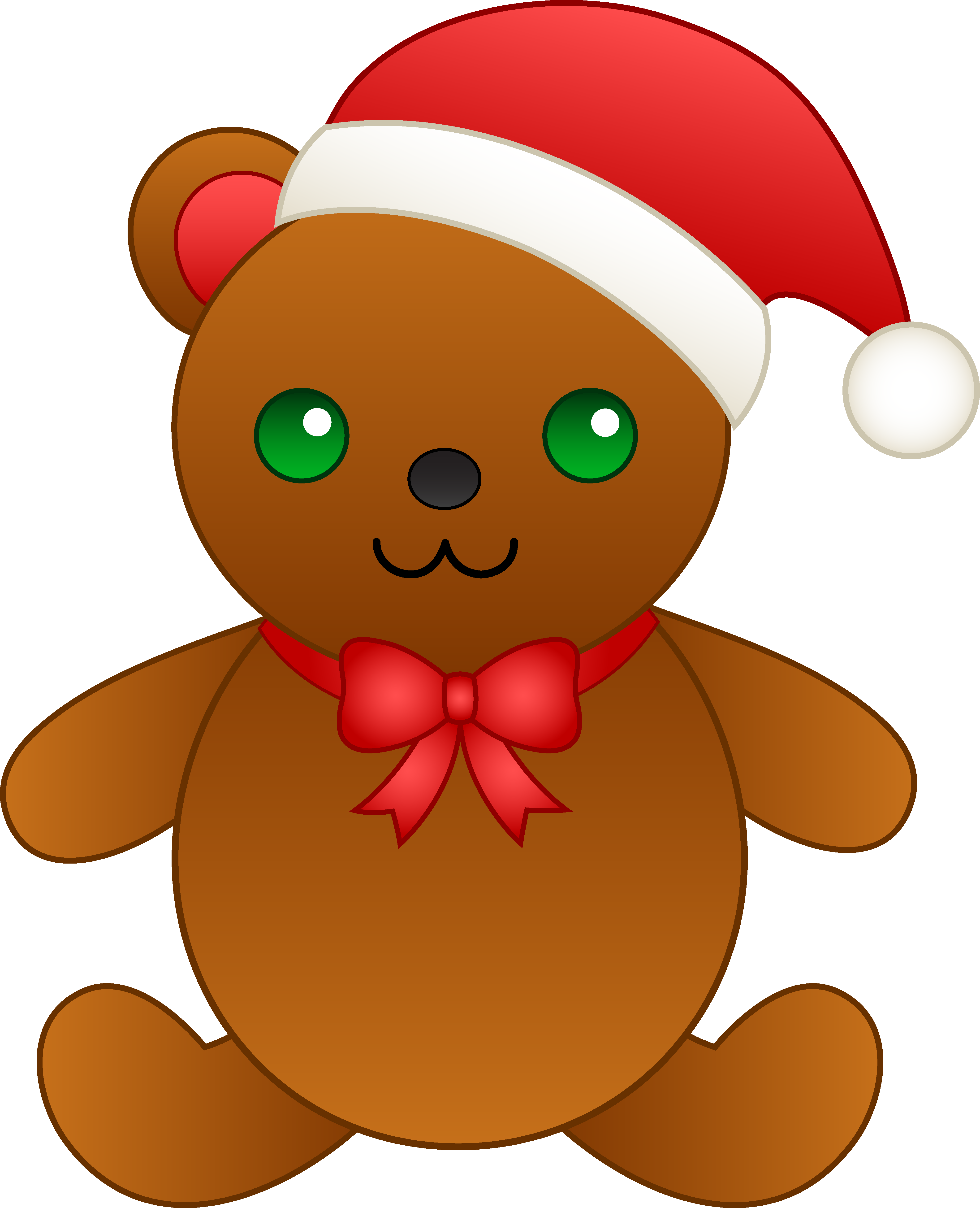 Christmas teddy bear with santa hat free clip art png