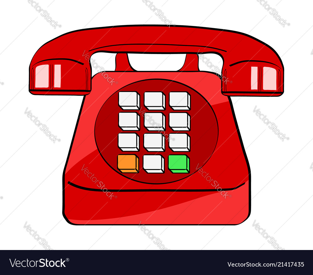 Red old phone in pop art retro comic style on