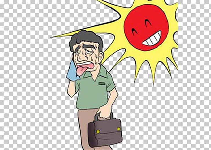 Weather Temperature Cartoon, Hot weather, man carrying