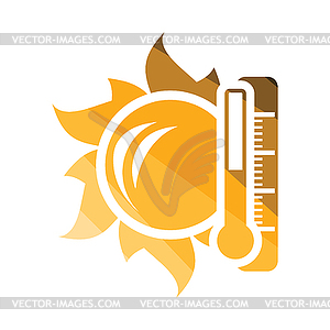 Sun and thermometer with high temperature icon