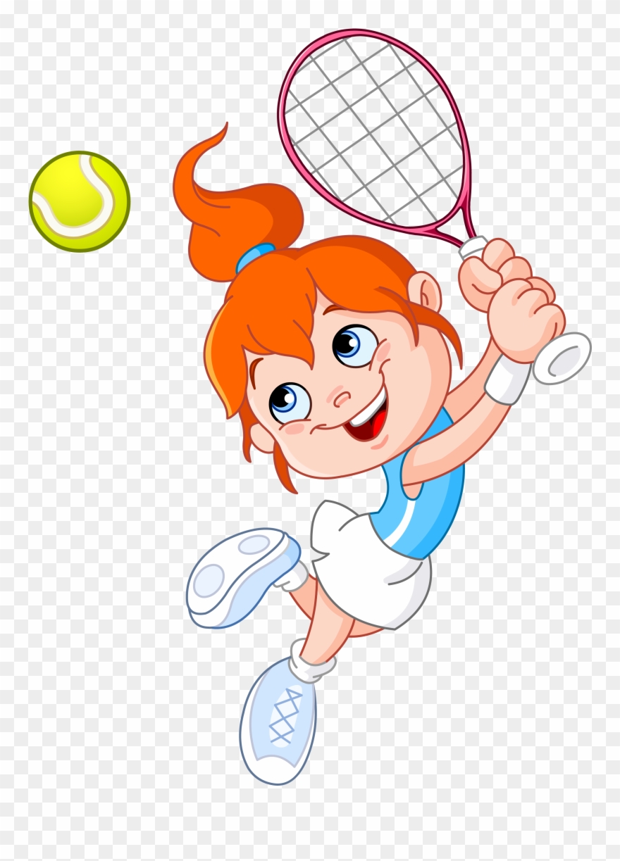 Tennis Girl Racket Cartoon