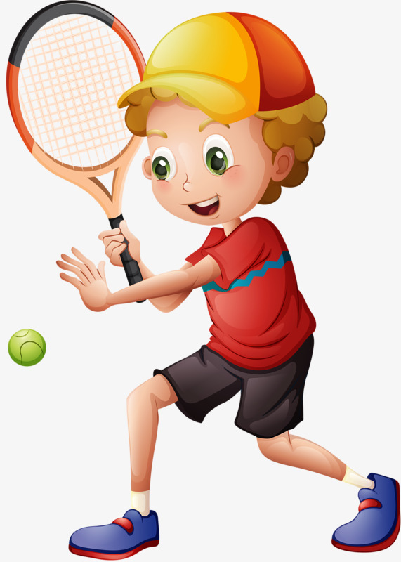 Boy playing tennis clipart