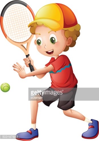 Cute Little Boy Playing Tennis premium clipart