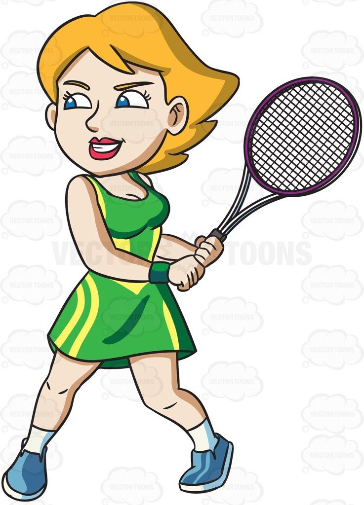 A female tennis player with a high level of energy
