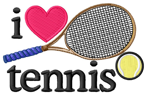 I Love Tennis Embroidery Design