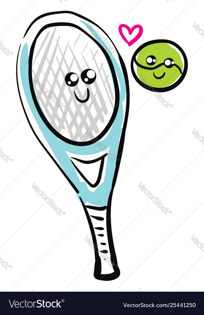 Clipart tennis ball and racket in love