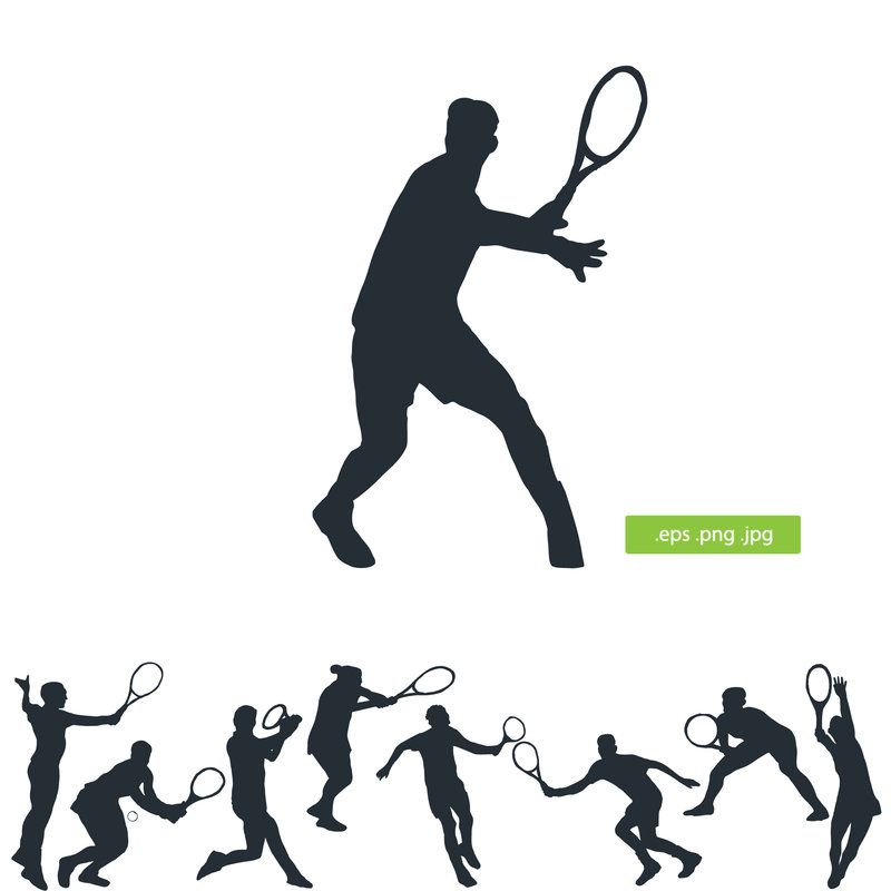 Tennis player vector silhouette by silhouettes