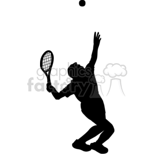 Silhouette of a guy serving in a game of tennis clipart