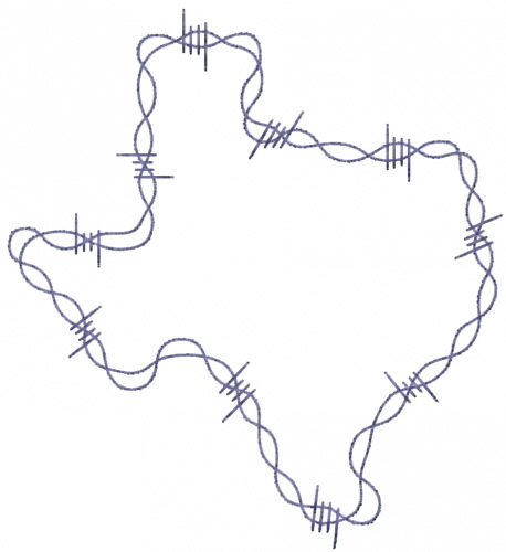 Barbed wire Texas outline Embroidery Design