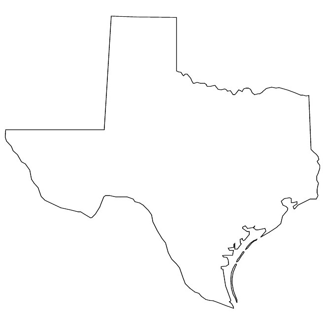 Outline vector map of Texas