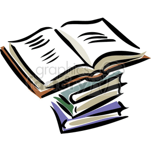 Cartoon stack of textbooks clipart