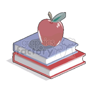 Cartoon textbooks with apple clipart