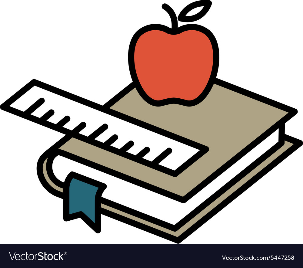 Books and apple.