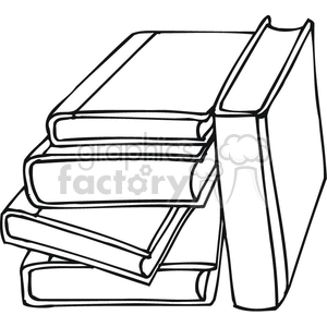 Black and white outline of textbooks clipart