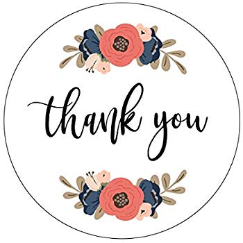 Thank you Stickers, Navy and Blush Wedding, Floral Accents, Thank You  Labels, Favor Stickers, Thank You