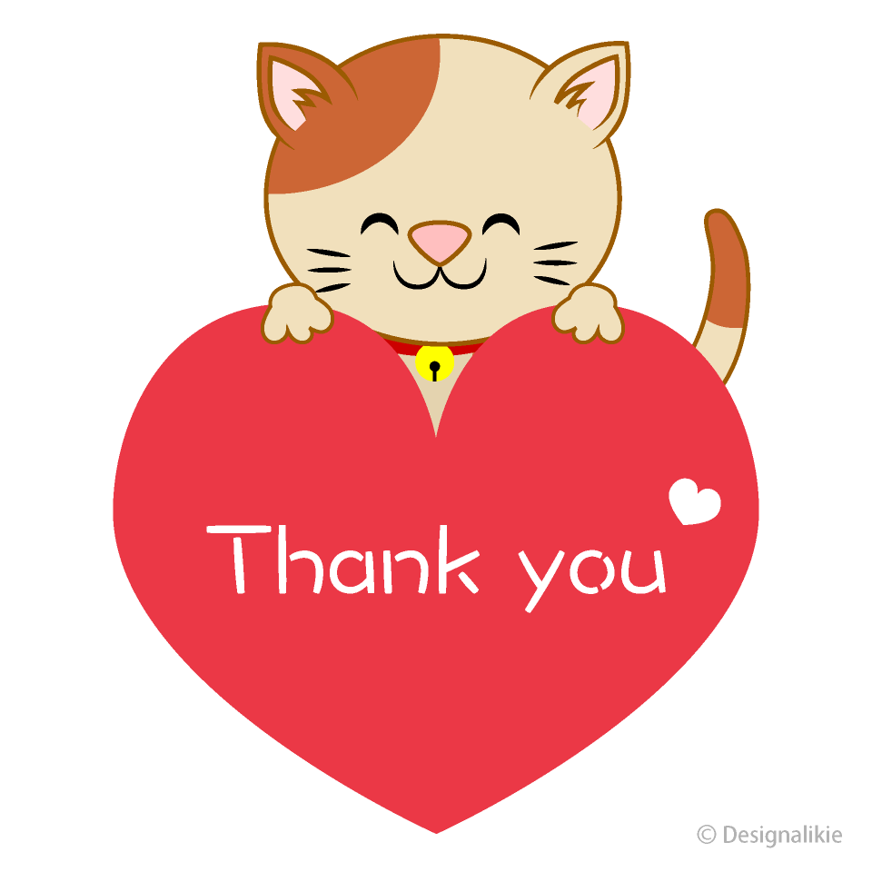 Cat Heart Thank You Clipart Free Picture
