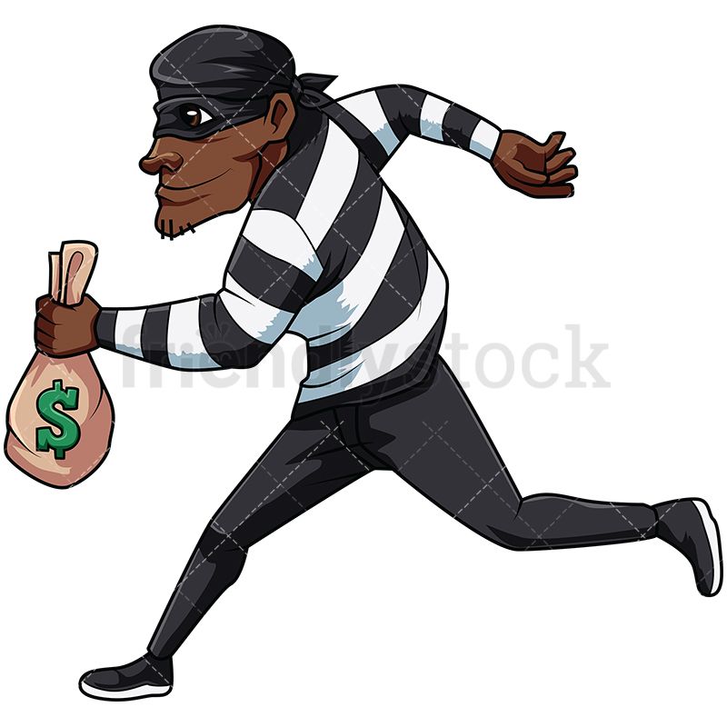Black thief running.