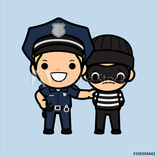 Police officer, policeman or Cop chasing a thief , Vector