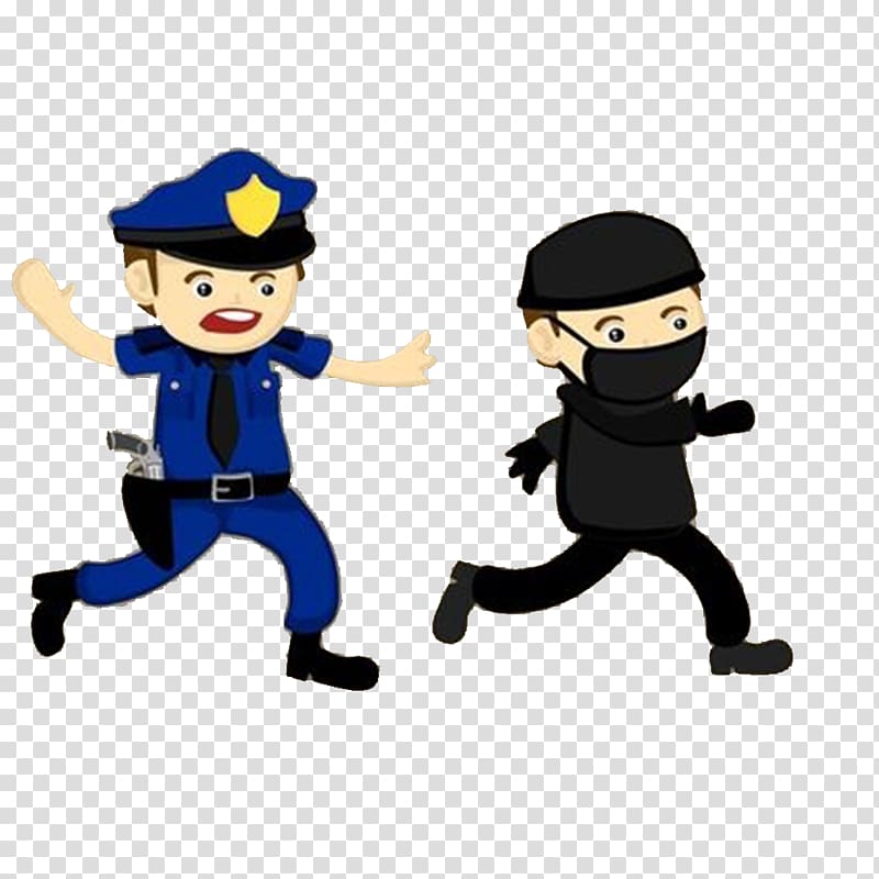 Police chasing thief , Police officer Crime Illustration