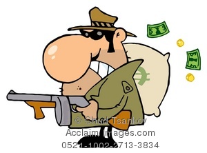 Clipart Illustration of A Thief With a Bag of Money and a