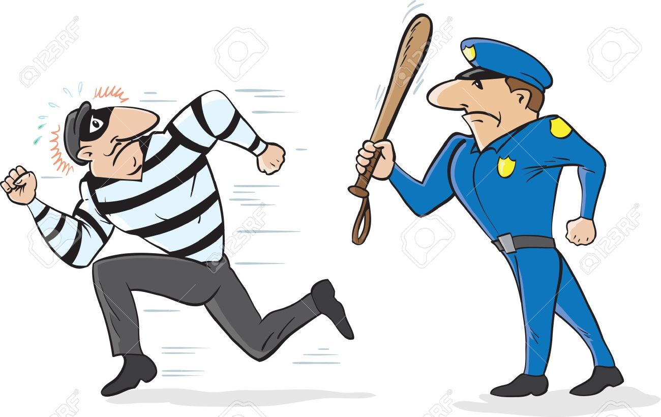 Thief and police clipart