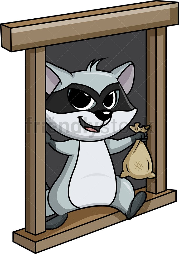 Raccoon Thief Escaping From A Window