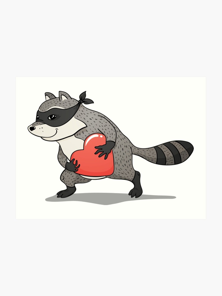 Raccoon thief with a stolen heart