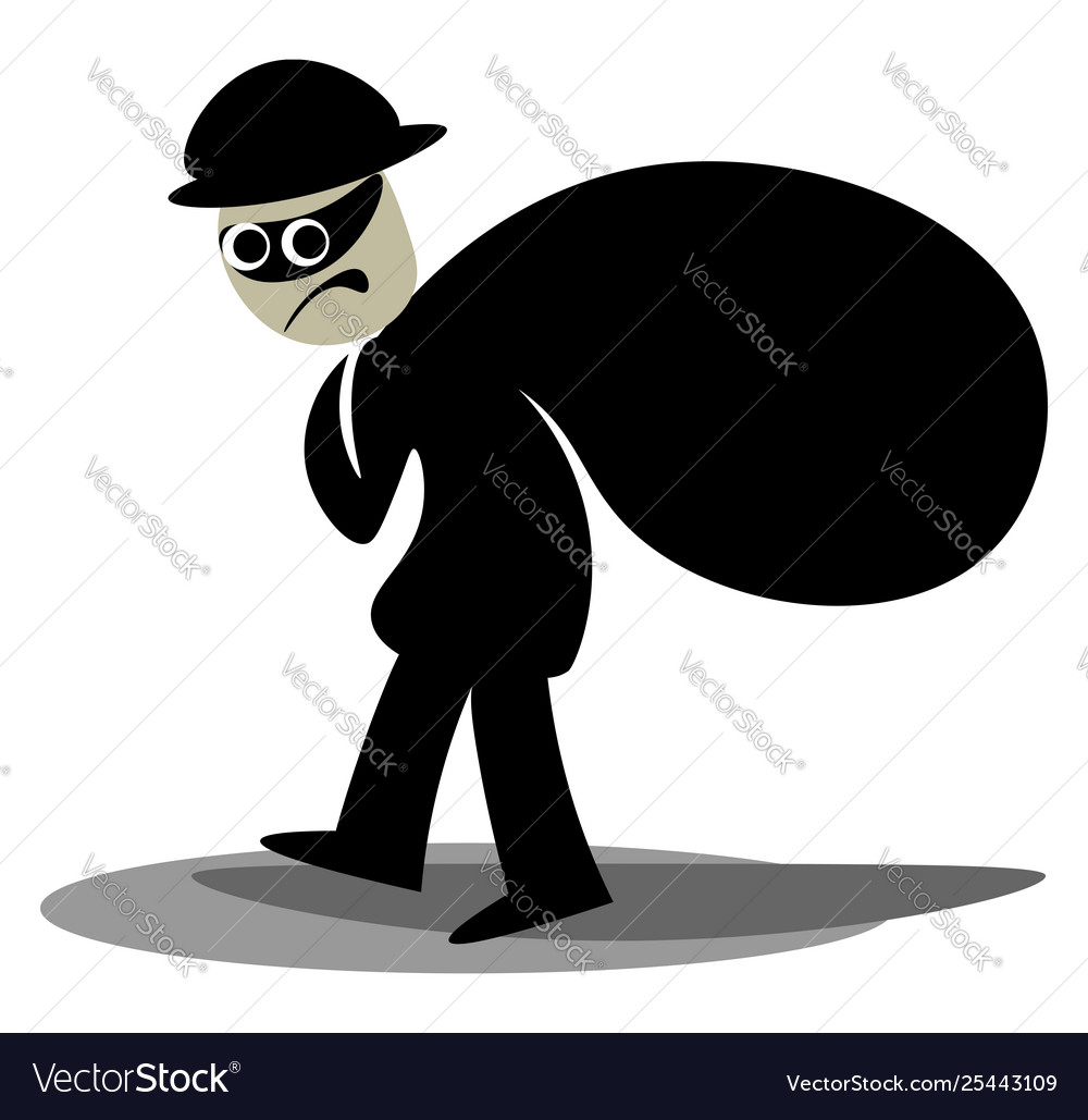 Clipart a thief carrying a black sack of