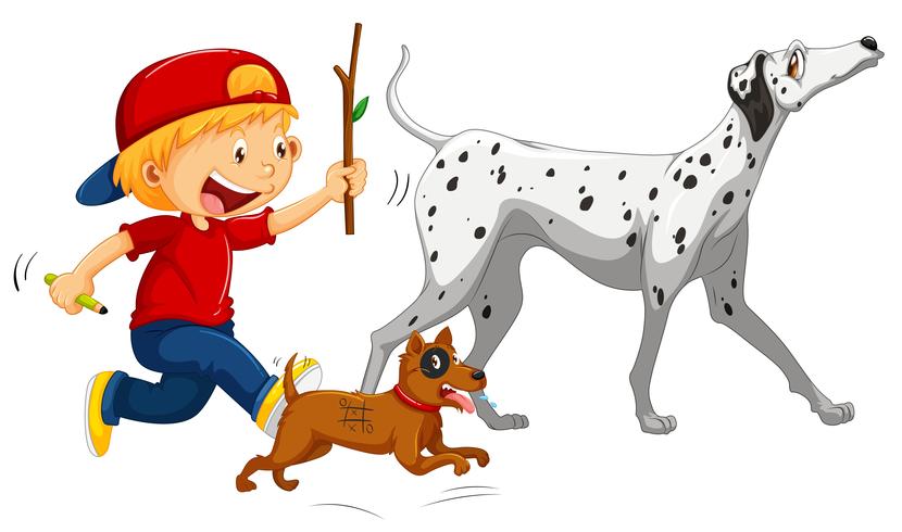 thin dog clipart boy and his