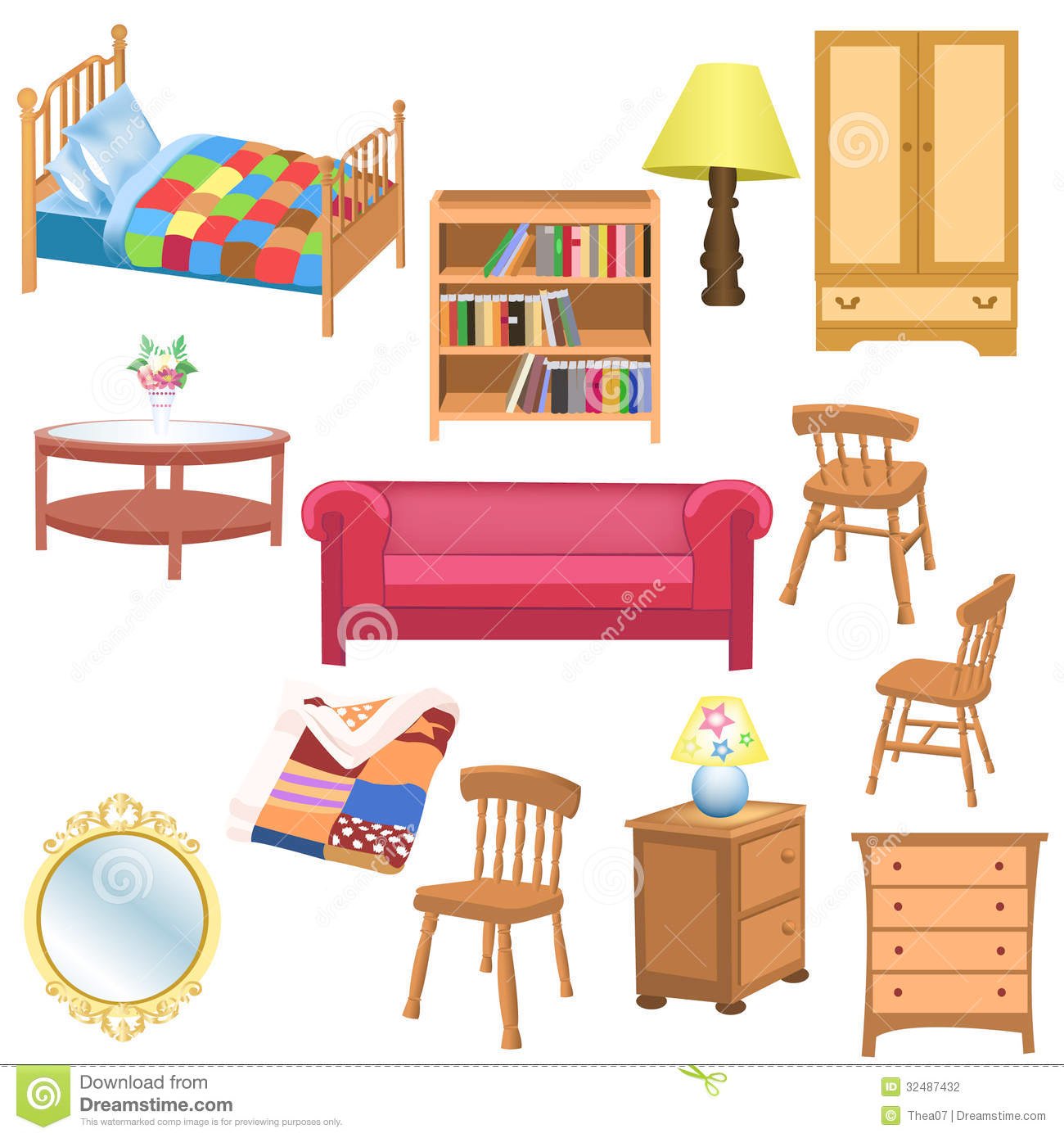 Things in the bedroom clipart
