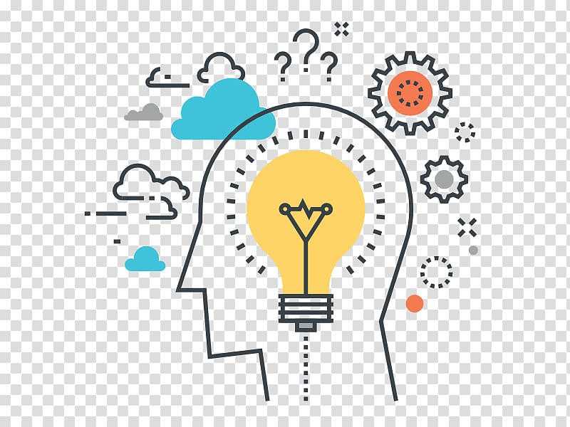 Yellow light bulb , Design thinking Thought Concept Graphic