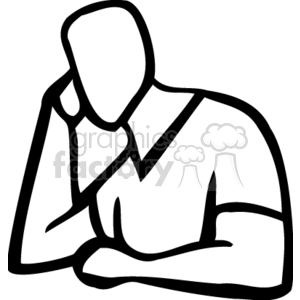 A black outline of someone thinking clipart
