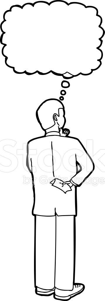 Outline of Businessman Thinking Clipart Image