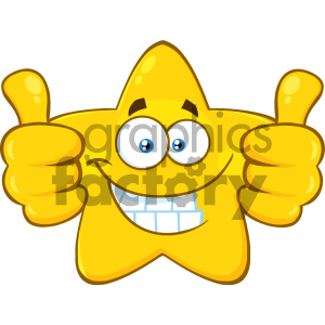 Royalty Free RF Clipart Illustration Smiling Yellow Star Cartoon Emoji Face  Character Giving Two Thumbs Up Vector Illustration Isolated On White