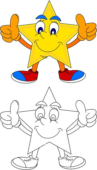 Yellow star with a smile and a thumbs up Clipart Image