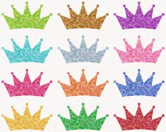 Digital Glitter Crown Clip Art, Princess Crown Clipart