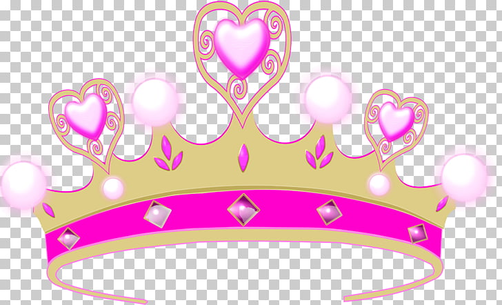 Crown Princess Tiara , Royal Queen s, pink and gold heart