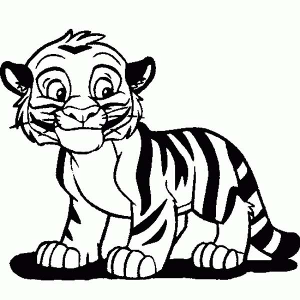 tiger clipart black and white cub