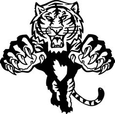 tiger clipart black and white full body