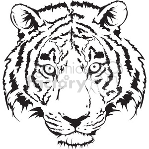 tiger clipart black and white head