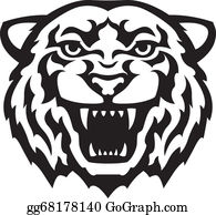 tiger clipart black and white head